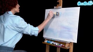 Ryan Keely bob ross cosplayban festés óráján megvadul a orbitális csöcsű milf