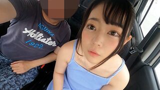 Gigantikus szemek és apró test! 147 cm-es osaka mini gádzsi orálozza és veri a bájdorongot vezetés közben